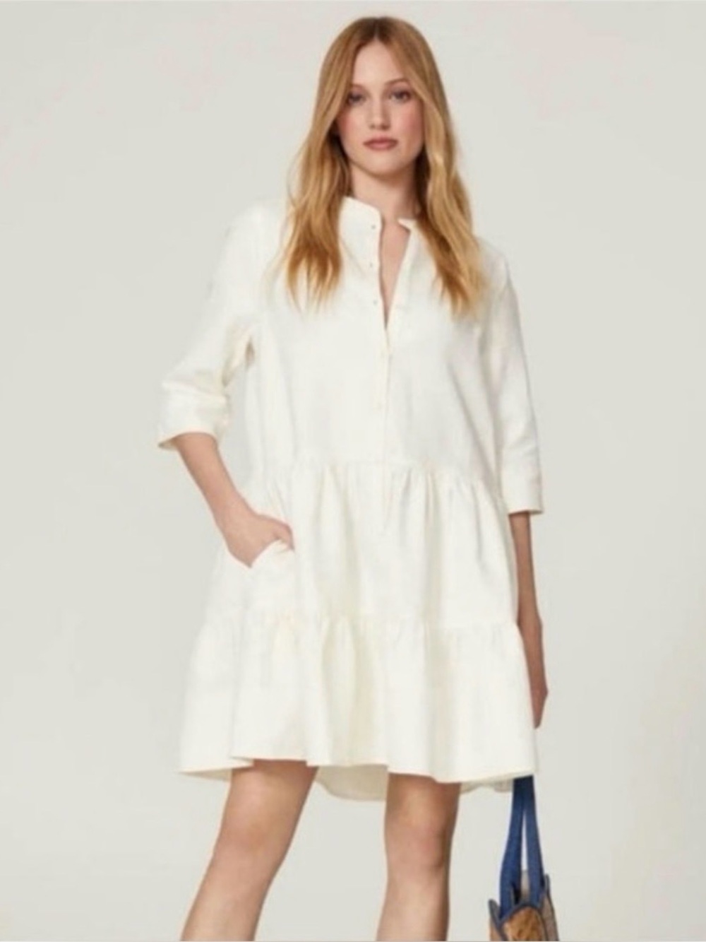 Apiece Apart Murano Cream Linen Cotton Blend Dress Size XS